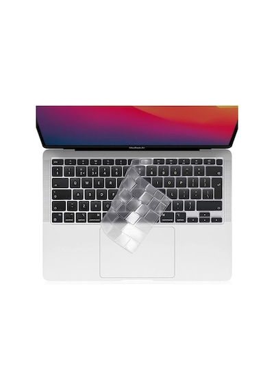 Macbook Air 13.6 M2 A2681 / M3 A3113 / M4 A3240 İle Uyumlu Türkçe Q Klavye Koruyucu, Şeffaf Sil