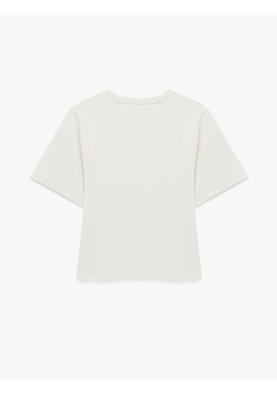 Koton Modal Kumaş Slim Fit Kısa Kollu Bisiklet Yaka Tişört Ekru 6sak50389ek