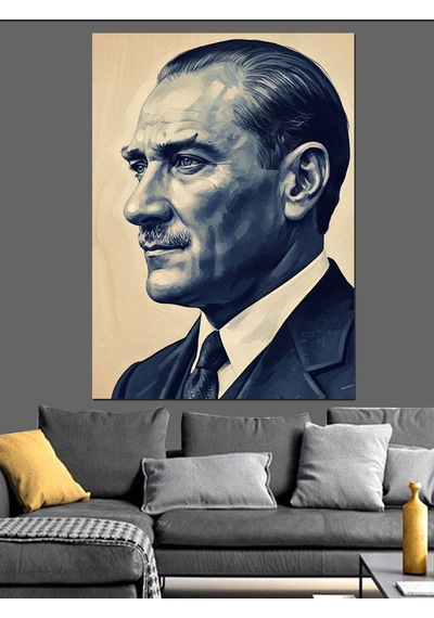 Karizma Tablo Atatürk Portresi Dekoratif Kanvas - Mdf Ahşap Tablo
