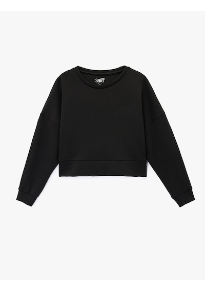 Koton Uzun Kollu Bisiklet Yaka Oversize Spor Sweatshirt Siyah 6wak10140nk Siyah