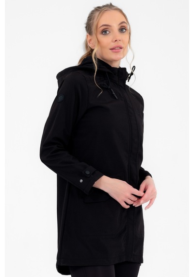 Escetic Siyah Çıkarılabilir Kapüşonlu 2 Cepli Su Ve Rüzgar Geçirmez Kadın Softshell Mont 6331-3512-siyah Siyah