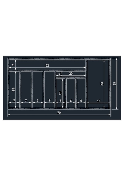 70x35 Cm Ayfiwood Ahşap Kaşıklık Çekmece İçi Yemek Takımı Ve Servis Gereçleri Düzenleyici Organizer