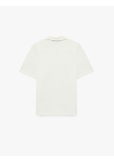 Koton Regular Fit Kısa Kollu Dokulu Polo Yaka Tişört Ekru 6sam10007mk Ekru