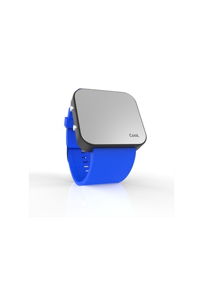Cool Watch Saat - Siyah Led Kasa - Mavi Kayış Unisex Pembe