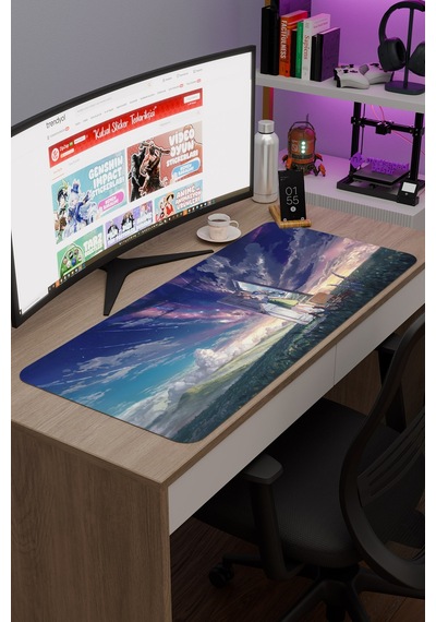 Suzume Anime V4 - 90x40 Xxl Gaming Kauçuk Kaymaz Taban Mouse Pad Fare Altlığı