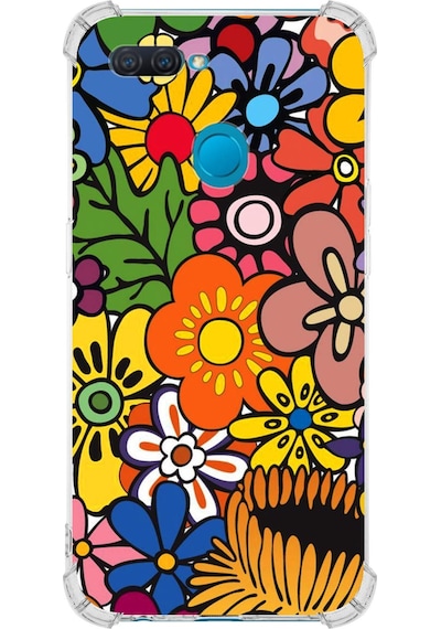 Oppo A5s Uyumlu Retro Color 2 Baskılı Şeffaf Köşe Korumalı Antişok Kılıf