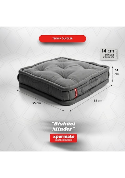 Xpermate Bisküvi Minder Petek Önü Fransız 55x55x14 Antrasit