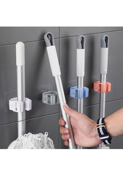 Yapışkanlı Pratik Mop Tutucu 4 Adet Gri Diğer