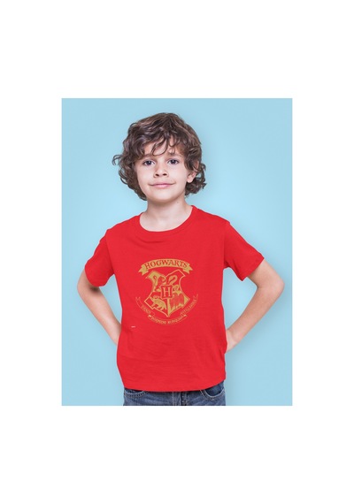 Magors Stil-x Harry Potter Hogwarts Baskılı Bisiklet Yaka Çocuk Tshırt Kırmızı