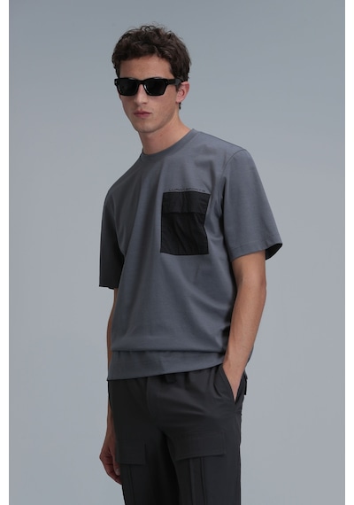 Lufian Lıam Modern Grafik T- Shirt Gri Gri 111020209100150 Gri