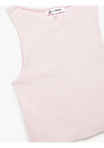 Koton Bisiklet Yaka Kolsuz Dar Kesim Pamuklu Basic Crop Atlet Pembe 5sal30204ık Gül