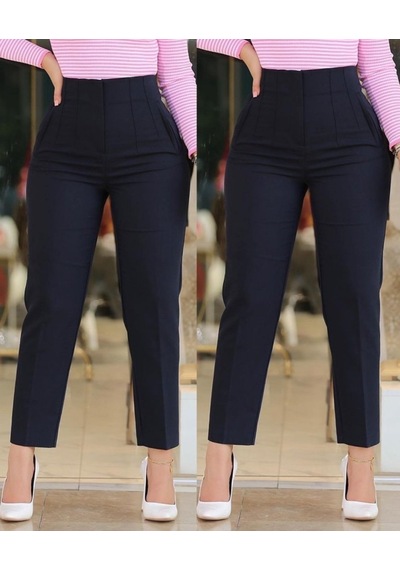 Buğrahayalin Kadın Üste Oturan Paçası Bilek Üzerinde Biten Krep Kumaş Kumaş Pantolon 36 S - 50 5xl Siyah