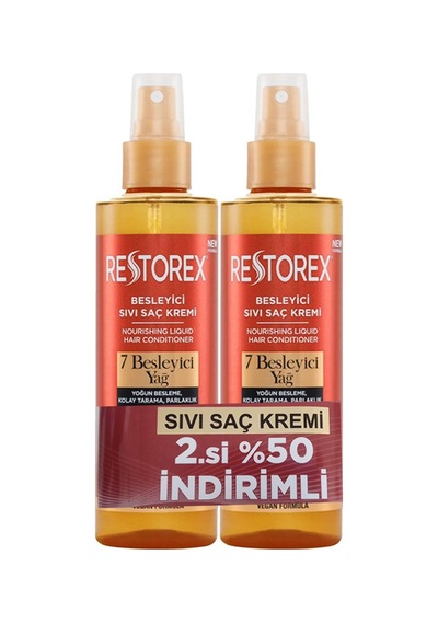 Restorex 7 Besleyici Yağ Sıvı Saç Kremi 2 X 200 Ml