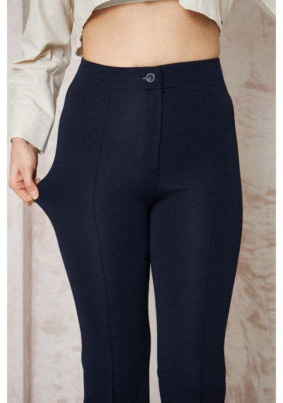 Thiff Gymwear Likralı Bej Kadın Palazzo Pantolon Lacivert