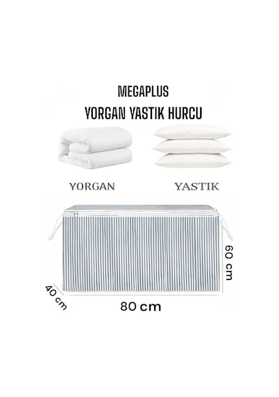 Megaplus Yorgan Yastık Hurcu En Büyük Boy Hurç Sandık Tipi Hurç 80 X 60 Kumaş Gri Tr Diğer