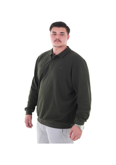Erkek Büyük Beden 115-155 Kilo Arası İçin Uygun Uzun Kol Polo Yaka Mevsimlik Sweatshirt Haki Erkek Büyük Beden 115-155 Kilo Arası İçin Uygun Uzun Kol Polo Yaka Mevsimlik Sweatshirt Haki