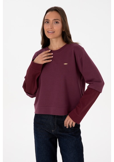 U.S. Polo Assn. Kadın Bordo Gömlek Detaylı Bisiklet Yaka Sweatshirt 50315303-VR177