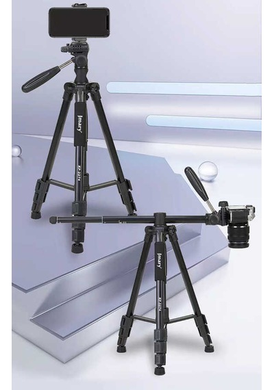 Jmary KP2274 Tripod 147 cm 3 Kademeli Profesyonel Oynar Başlık - ZORE-262650 Siyah