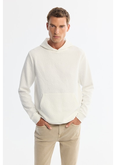 Avva Erkek Ekru Kapüşonlu Baskılı Elastan Regular Fit Sweatshirt A42y1332