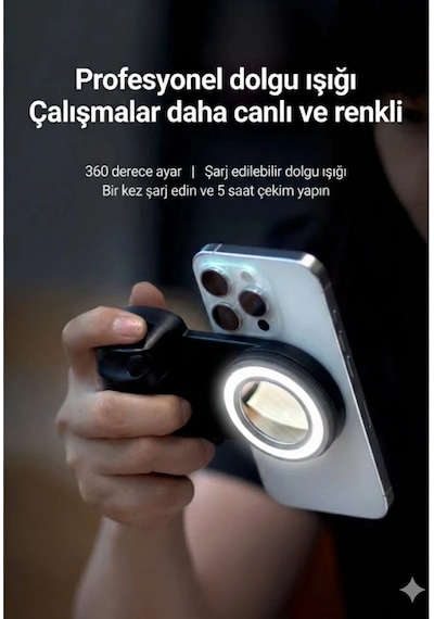 Bluetooth Manyetik Telefon Yapıştırma Kavrama Halka Dolgu Işığı İle Magsafe Selfie Klips