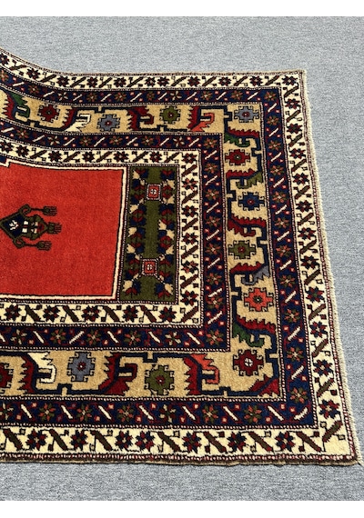 El Dokuma Taşpınar Halısı Seccade 121x198 Büyük Seccade Namazlık Turuncu