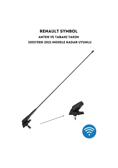 Renault Symbol Clio 1-2 Kangoo 1-2 Megane 1 Tavan Anteni Ve Tabanı Takım 2002 2021 Arası Uyumlu Fm/am Yüksek Çekim