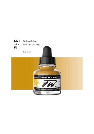 Daler Rowney Fw Ink Akrilik Mürekkep 29.5 Ml Yellow Ochre 663 Diğer
