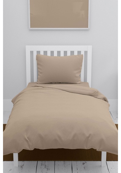 Tek Kişilik Yastıklı Çarşaf Takımı 100x200 Ranforce Kahve