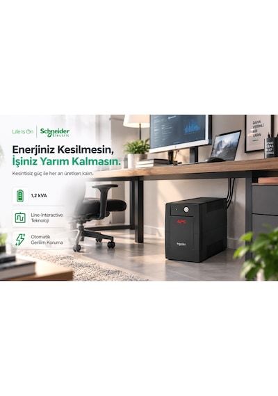 Apc Easy Ups Bvg1200ı-gr 1200va 650w Line Interactive Avr 4 Schuko Priz Kesintisiz Güç Kaynağı