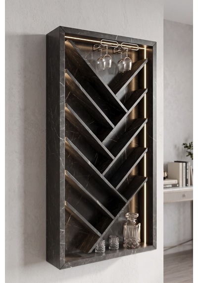 Tepee Şişelik Ve Şaraplık Royal Siyah 80 Cm