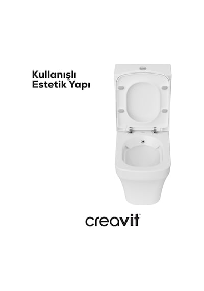 Creavit Solo Rim-off Duroplast Yavaş Kapanan Klozet Kapaklı Beyaz Set