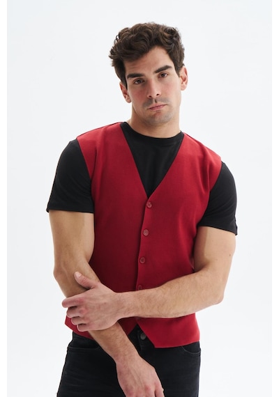 AR-MA Arma Erkek Slim Fit Basic %100 Pamuk Triko Yelek K9kro0853 Bordo