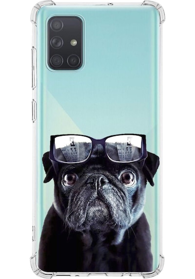 Samsung Galaxy A71 Uyumlu Köpek 3 Baskılı Şeffaf Köşe Korumalı Antişok Kılıf