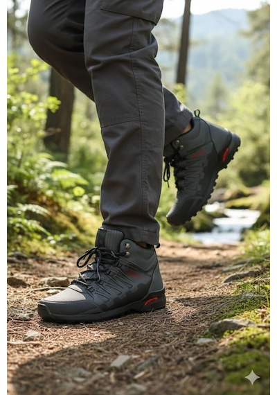 Letao Siyah Kışlık Erkek Soğuga Dayanıklı Trekking Bot Ayakkabı 2119 Füme
