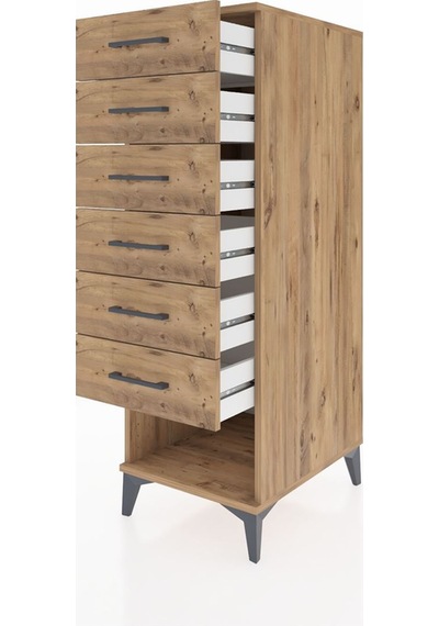 Kronos Dolap 6 Çekmeceli 44x59x134 Çam-çam Atlas Çam