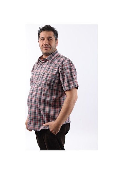 Tousus Kısa Kol Ekose Pamuklu Erkek Gömlek Kk-8056-tss Bej