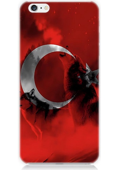 Apple Uyumlu iPhone 6 Plus Silikon Kılıf Türk Bayrağı Ve Kurt