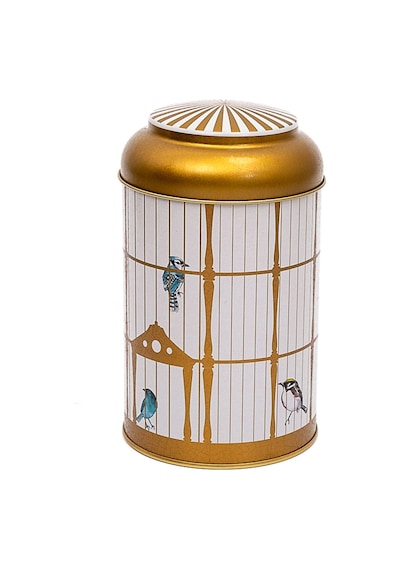 Bird Cage Desenli Yuvarlak Metal Kutu, 10.5 X 15 Cm, 1.1 Lt