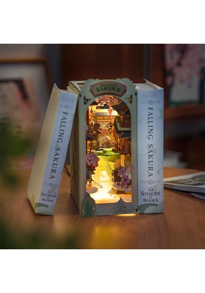 Rolife Tgb05 Falling Sakura Kitap Köşesi Book Nook Dıy Minyatür Maket Model Seti Mini Dollhouse 3d Model Kit Detaylı Dekoratif Hobi Seti 3d Puzzle Tiny House