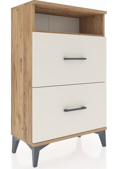 Arges Komodin Tek Raflı 2 Çekmeceli 60x30x96 Çam-aytaşı Çam