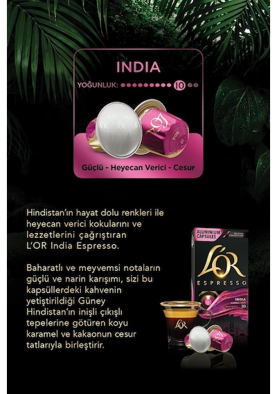 L'or Espresso Origin India Kapsül Kahve 10 x 10'lu