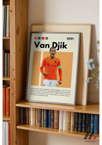 Van Dijk Futbol Posteri, Siyah Çerçeveli Duvar Tablosu - Spor Severlere Hediye