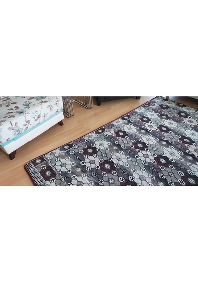 4m2 Yıldızlı Desen Serme Halı Örtüsü, Halı Koruyucu, Çok Amaçlı Pike, Savan Bordo - Krem