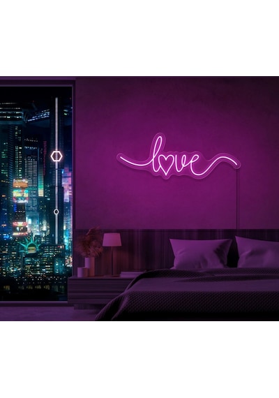 Love Yazılı Neon Tabela Pembe