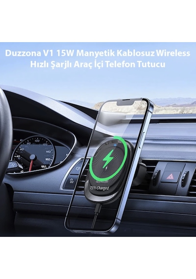 Hızlı Şarj Destekli Kablosuz Araç İçi Telefon Tutucu Havalandırmaya Takılan Araç İçi Kablosuz Şarj Tutucu