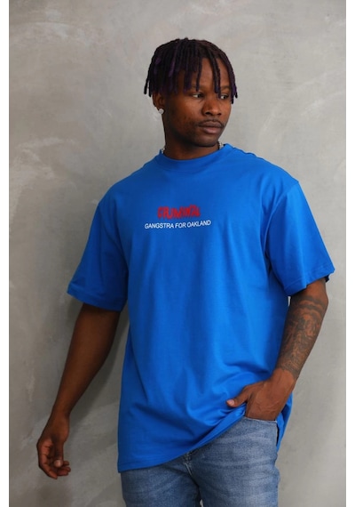 Wear Vexel Erkek Baskılı T-shirt Kısa Kol Bisiklet Yaka Rahat Kalıp Tişört - Mavi Çok Renkli
