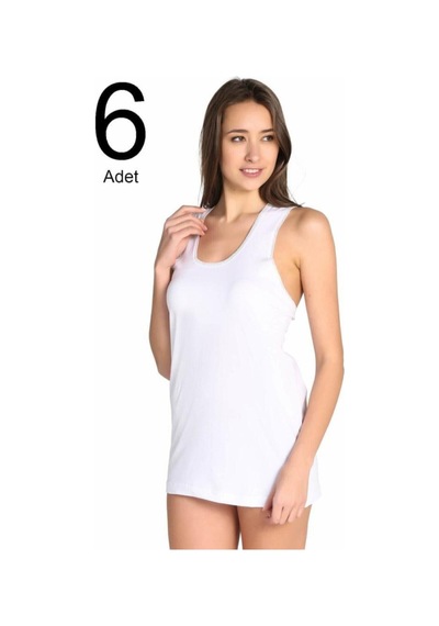 Seher 6'lı Paket Kadın Atlet Beyaz