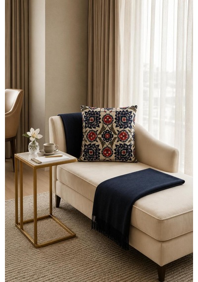 Premium Goblen Nakış Kırlent Kılıf 40 Cm X 40 Cm - 1 Adet Acı Kahverengi