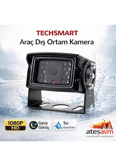 Techsmart Araç Dış Ortam Geri Görüş Kamerası Gece Görüşlü Su Geçirmez Mobil Araç Kamerası