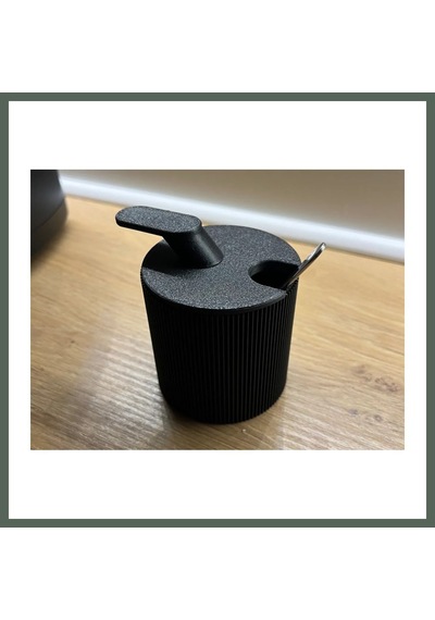 Bezos 3d Baskı 2li Kaşıklı Şekerlik Baharatlık Seti Kapaklı Fitilli Dekoratif Mutfak Sunum Kabı 7x7 Cm Bzstk Çok Renkli
